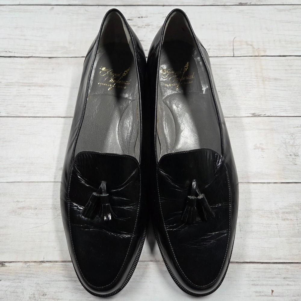 Florsheim Loafers Mens 11D Black Royal Imperial Tassel Dress Shoes Made in Spain
